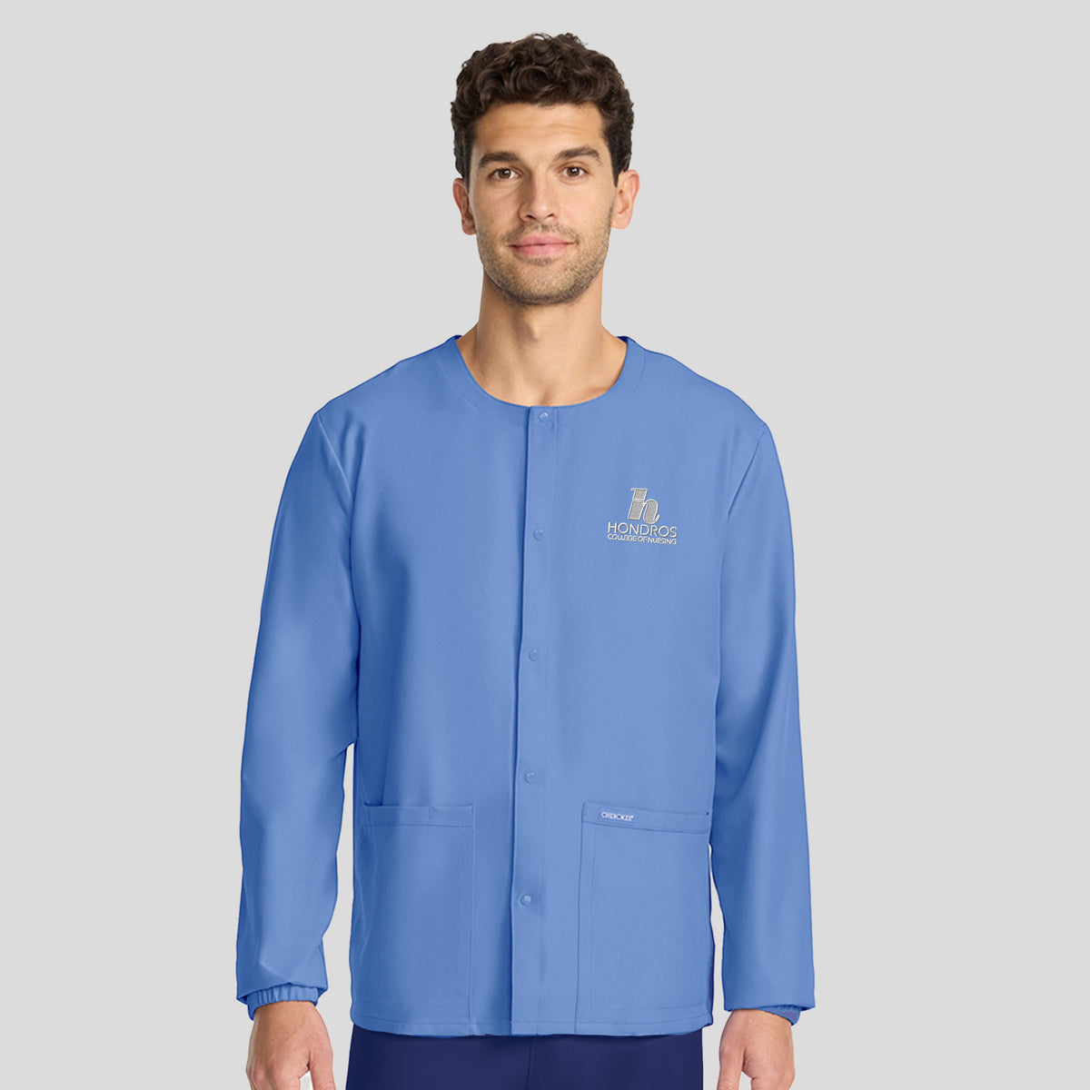 Hondros Snap-Front Crew Neck Scrub Jacket | Ciel