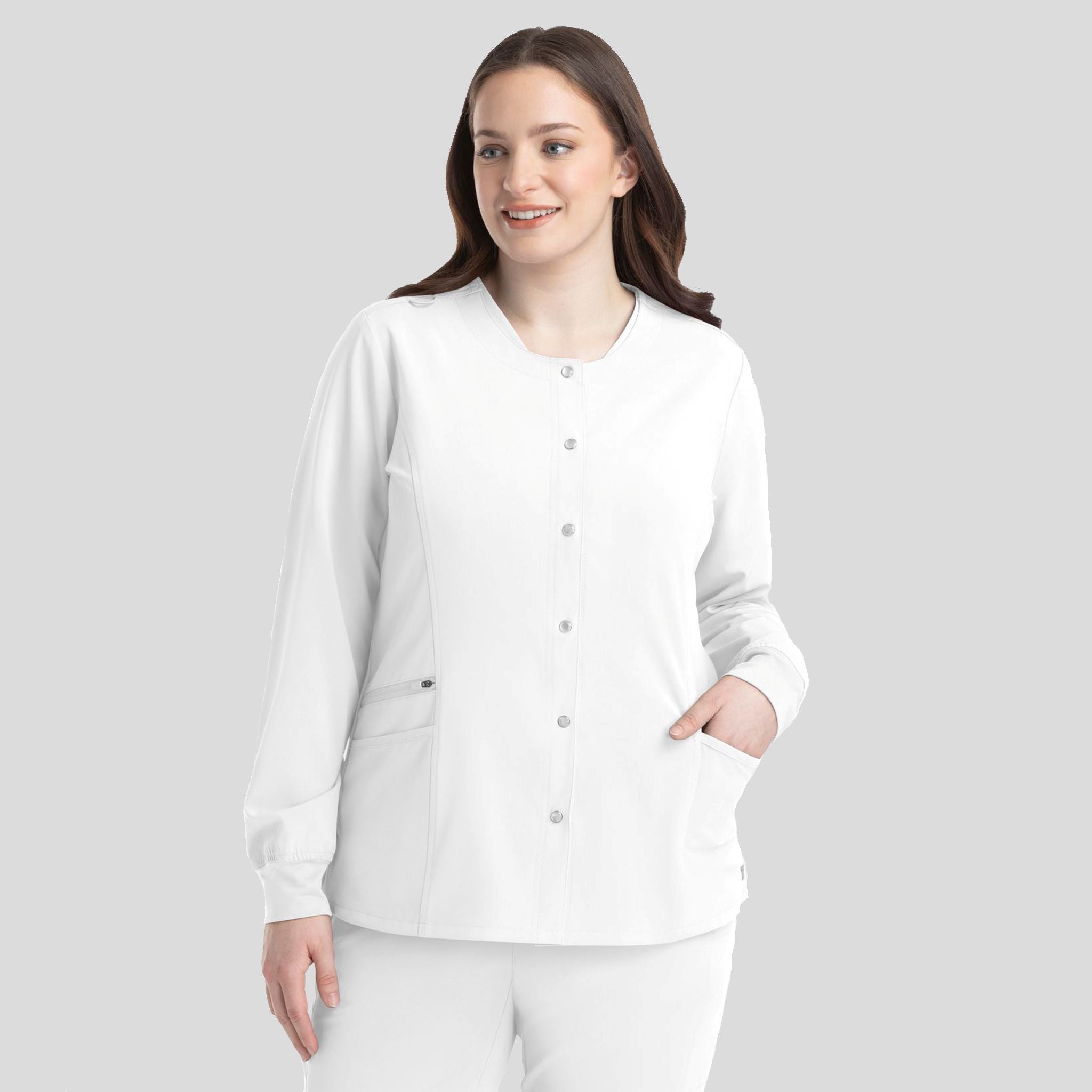 Womenโs Snap Jacket | White