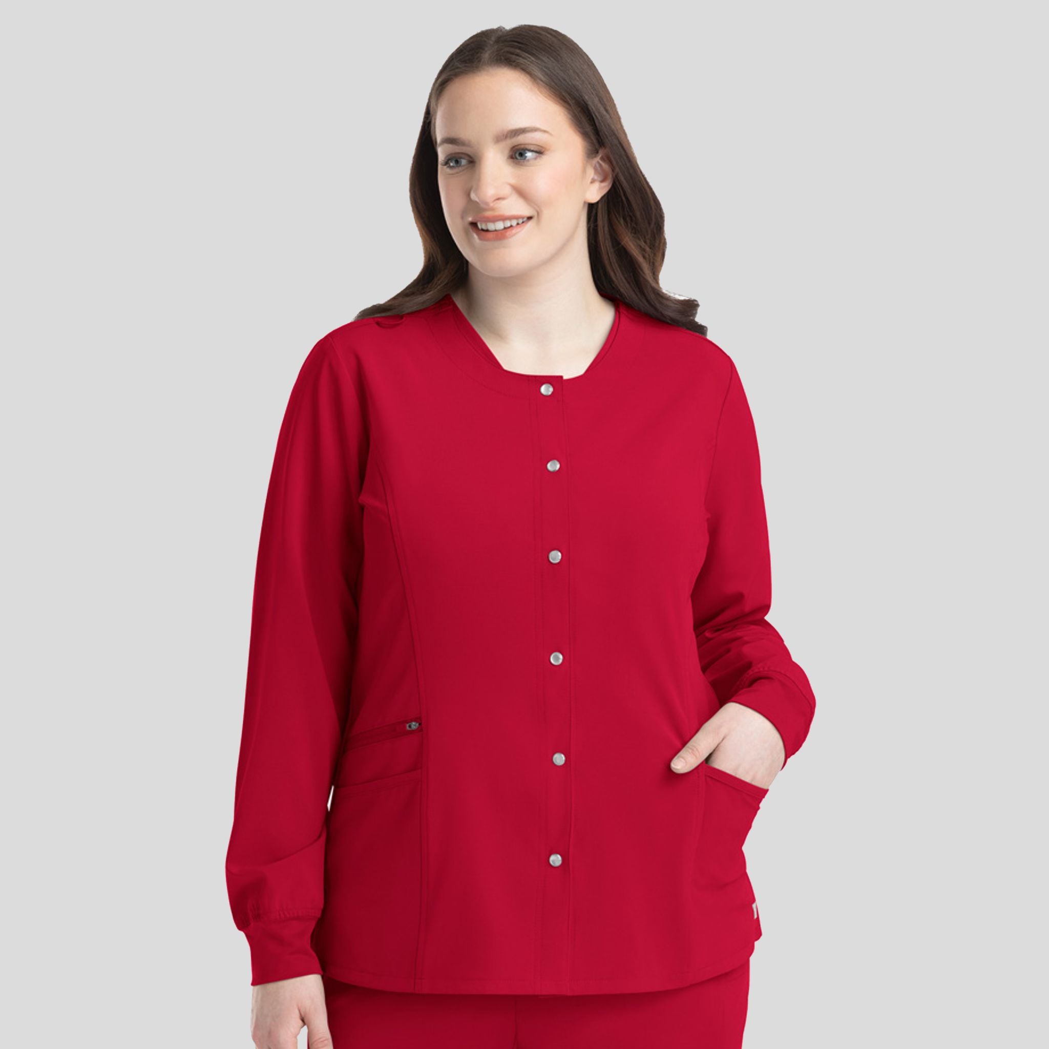 Womenโs Snap Jacket | Red