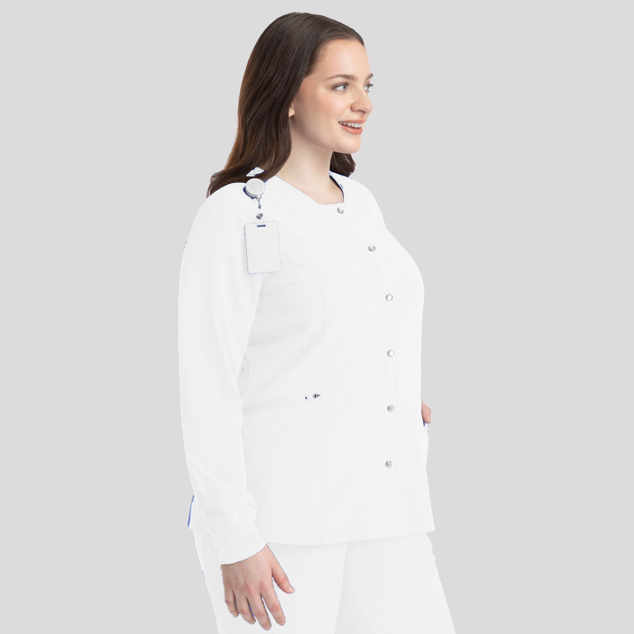 Womenโs Snap Jacket | White