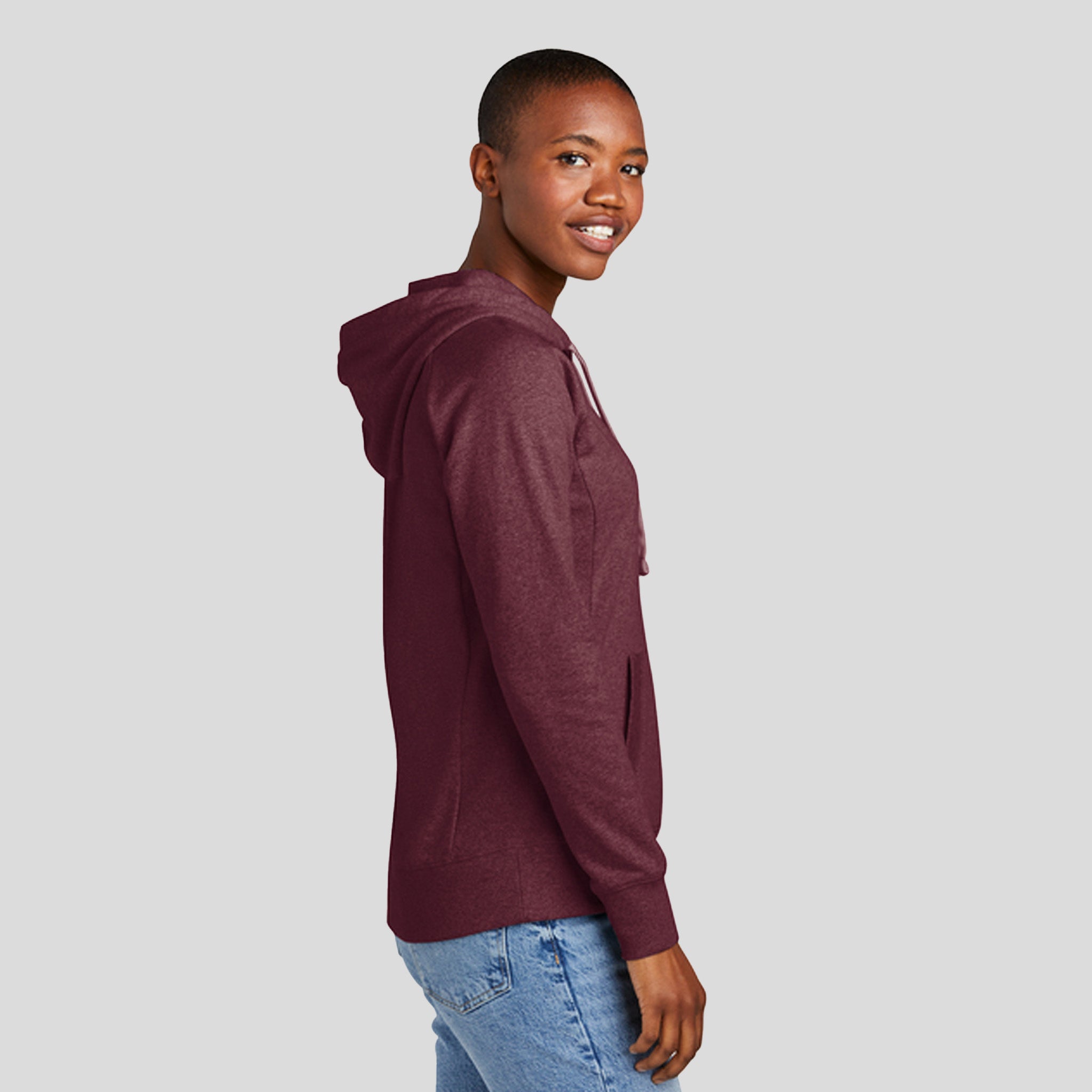Womenโs Re-Fleeceโข Hoodie | Maroon Heather