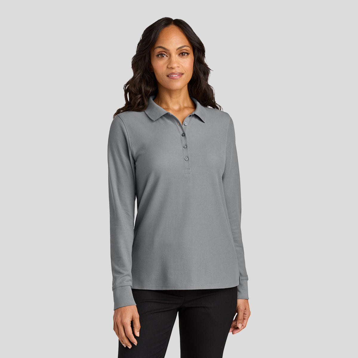 Womenβs Wearever Signature Pique Long Sleeve Polo | Gusty Grey