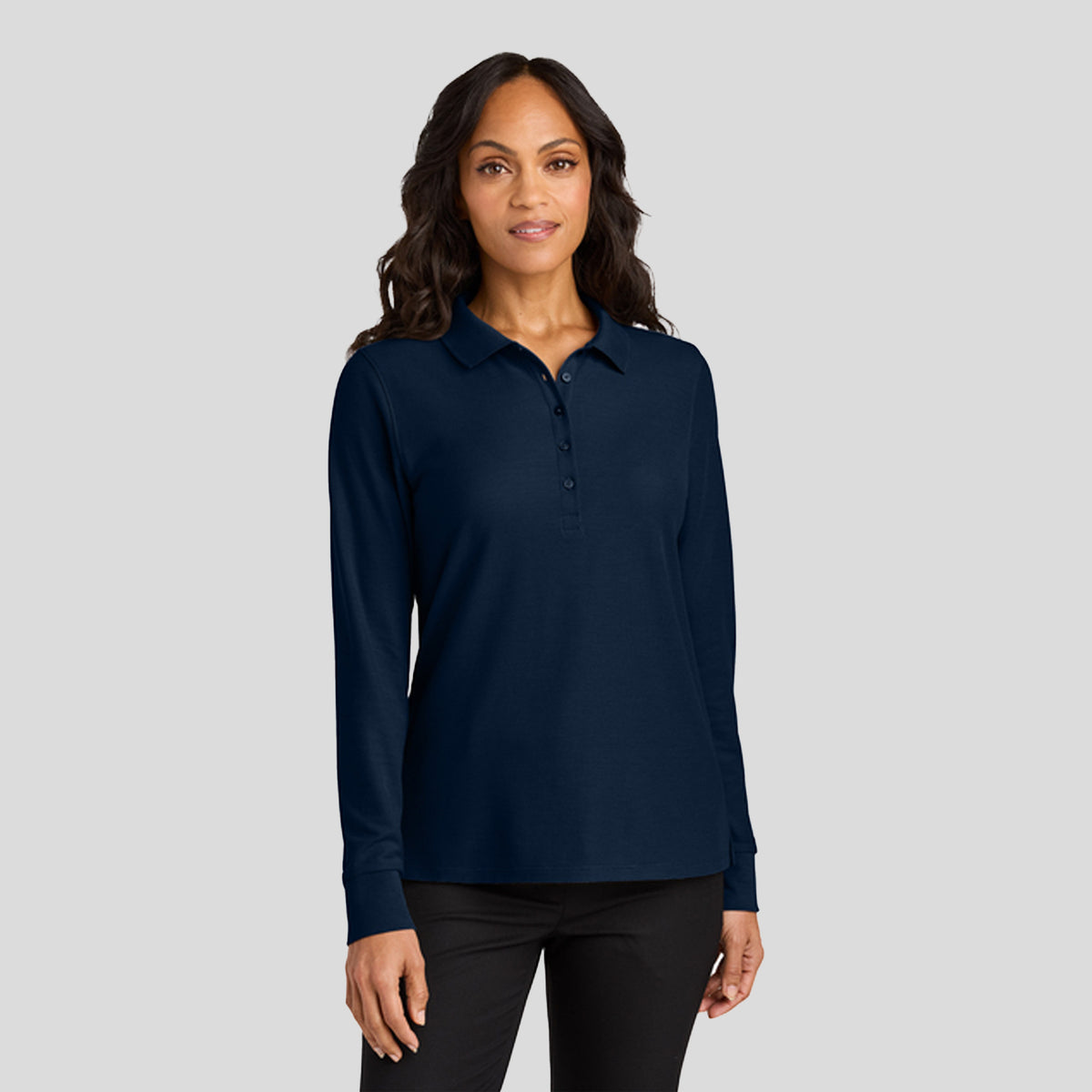 Womenβs Wearever Signature Pique Long Sleeve Polo | River Blue Navy