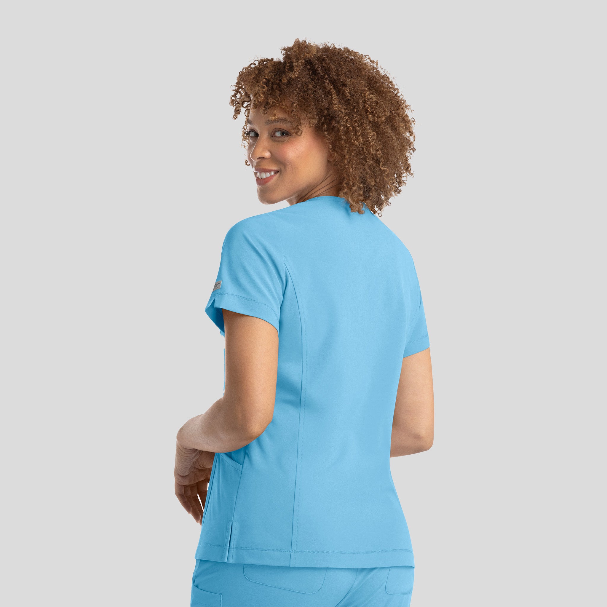 Notched Crew Neck Top | Turquoise